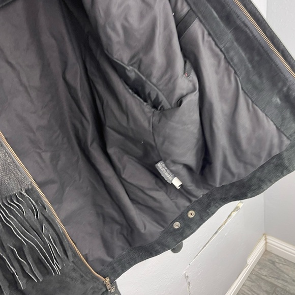 Vintage Bermans Black Fringe Leather Bomber Jacket - Picture 9 of 11